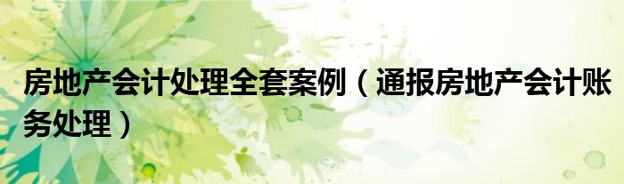房地产会计处理全套案例(通报房地产会计账务处理)