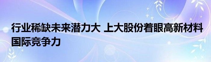 行业稀缺未来潜力大 上大股份着眼高新材料国际竞争力