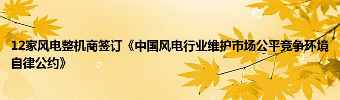 12家风电整机商签订《中国风电行业维护市场公平竞争环境自律公约》