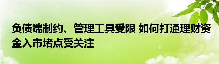 负债端制约、管理工具受限 如何打通理财资金入市堵点受关注