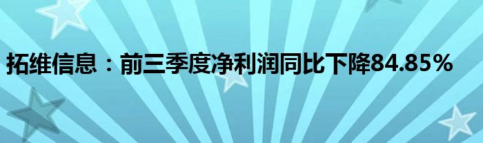 拓维信息:前三季度净利润同比下降84.85%