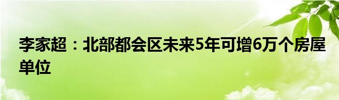 李家超:北部都会区未来5年可增6万个房屋单位
