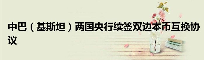 中巴(基斯坦)两国央行续签双边本币互换协议
