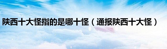 陕西十大怪指的是哪十怪(通报陕西十大怪)