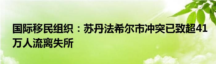 国际移民组织:苏丹法希尔市冲突已致超41万人流离失所