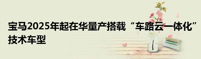 宝马2025年起在华量产搭载“车路云一体化”技术车型
