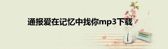 通报爱在记忆中找你mp3下载