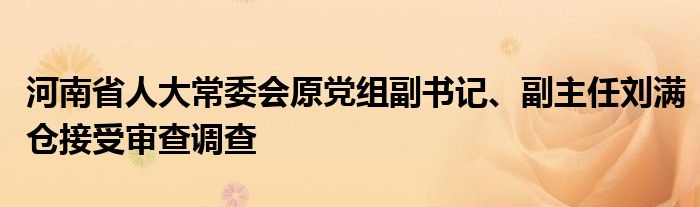 河南省人大常委会原党组副书记、副主任刘满仓接受审查调查