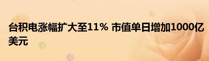 台积电涨幅扩大至11% 市值单日增加1000亿美元