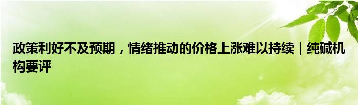 政策利好不及预期,情绪推动的价格上涨难以持续|纯碱机构要评
