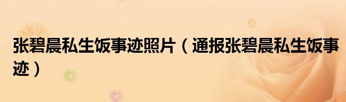 张碧晨私生饭事迹照片(通报张碧晨私生饭事迹)