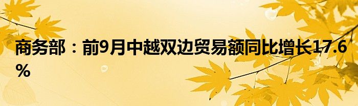 商务部:前9月中越双边贸易额同比增长17.6%