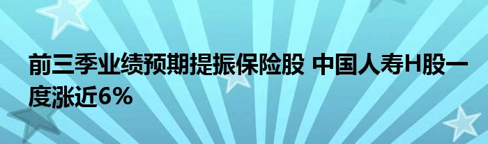 前三季业绩预期提振保险股 中国人寿H股一度涨近6%