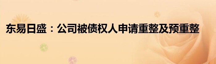 东易日盛:公司被债权人申请重整及预重整