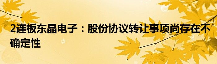 2连板东晶电子:股份协议转让事项尚存在不确定性
