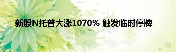 新股N托普大涨1070% 触发临时停牌