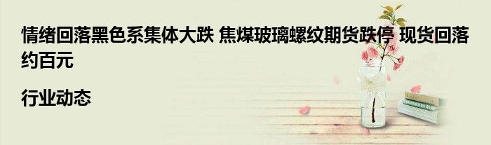 情绪回落黑色系集体大跌 焦煤玻璃螺纹期货跌停 现货回落约百元|行业动态