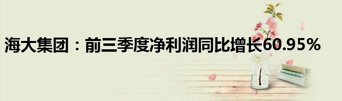 海大集团:前三季度净利润同比增长60.95%