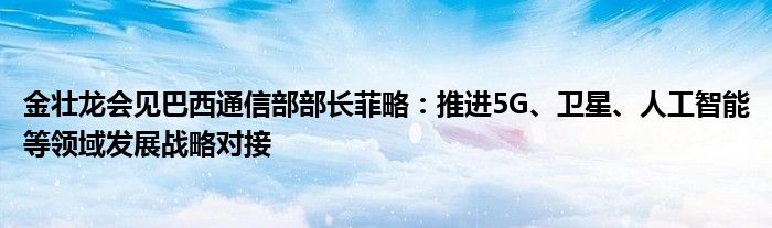 金壮龙会见巴西通信部部长菲略:推进5G、卫星、人工智能等领域发展战略对接