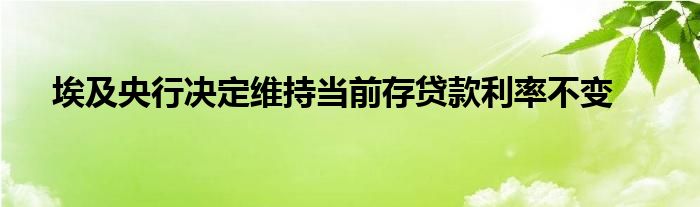 埃及央行决定维持当前存贷款利率不变