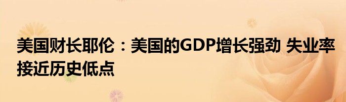 美国财长耶伦:美国的GDP增长强劲 失业率接近历史低点