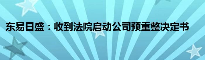 东易日盛:收到法院启动公司预重整决定书