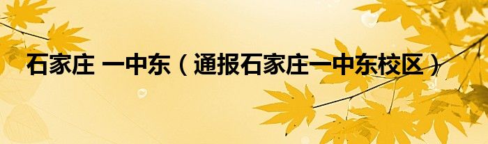 石家庄 一中东(通报石家庄一中东校区)