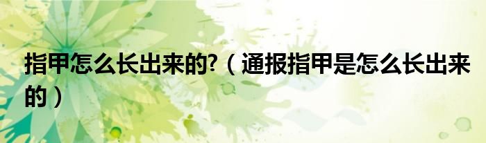 指甲怎么长出来的?(通报指甲是怎么长出来的)