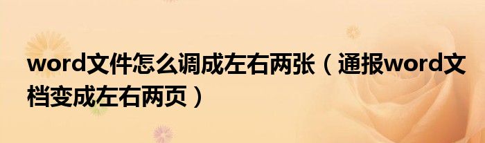 word文件怎么调成左右两张(通报word文档变成左右两页)