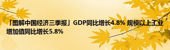 「图解中国经济三季报」GDP同比增长4.8% 规模以上工业增加值同比增长5.8%