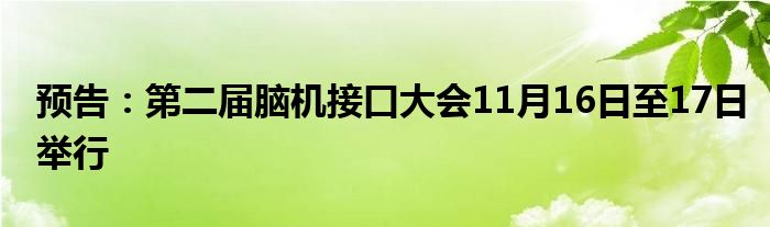 预告:第二届脑机接口大会11月16日至17日举行