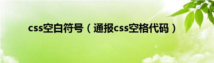 css空白符号(通报css空格代码)