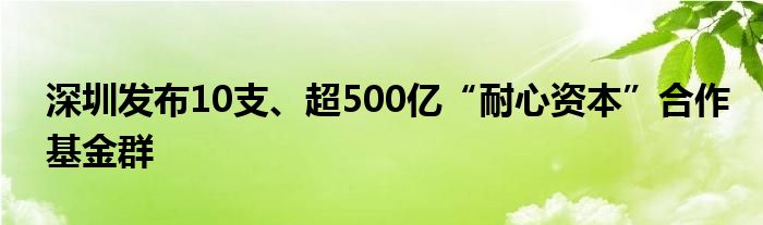 深圳发布10支、超500亿“耐心资本”合作基金群