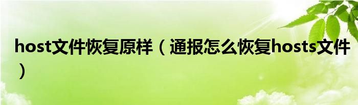 host文件恢复原样(通报怎么恢复hosts文件)