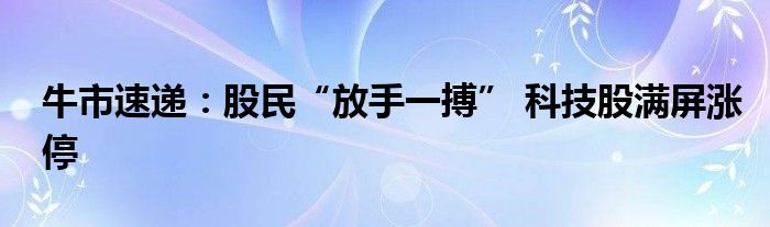 牛市速递:股民“放手一搏” 科技股满屏涨停
