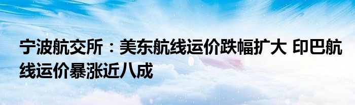 宁波航交所:美东航线运价跌幅扩大 印巴航线运价暴涨近八成