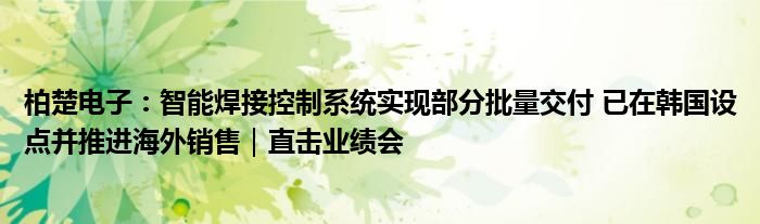 柏楚电子:智能焊接控制系统实现部分批量交付 已在韩国设点并推进海外销售|直击业绩会