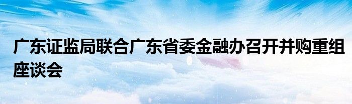 广东证监局联合广东省委金融办召开并购重组座谈会