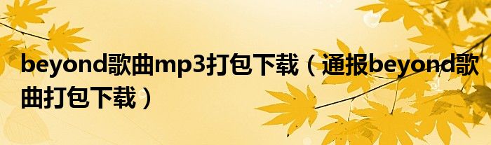 beyond歌曲mp3打包下载(通报beyond歌曲打包下载)