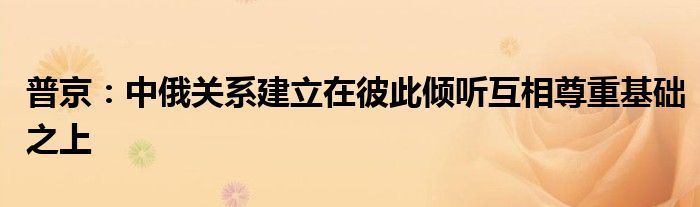 普京:中俄关系建立在彼此倾听互相尊重基础之上