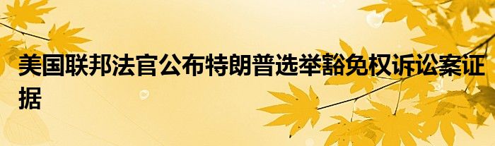 美国联邦法官公布特朗普选举豁免权诉讼案证据