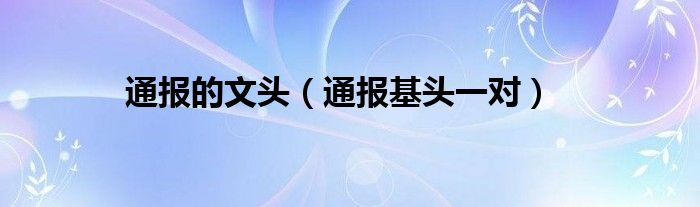 通报的文头(通报基头一对)