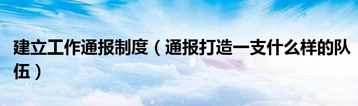 建立工作通报制度(通报打造一支什么样的队伍)