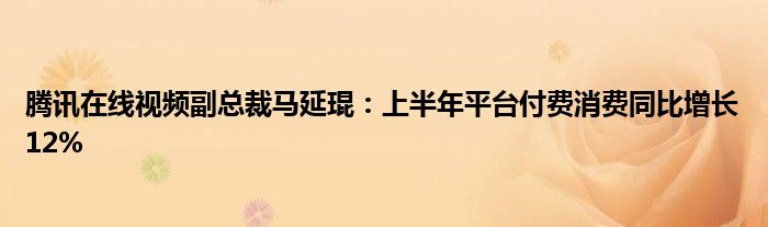 腾讯在线视频副总裁马延琨:上半年平台付费消费同比增长12%