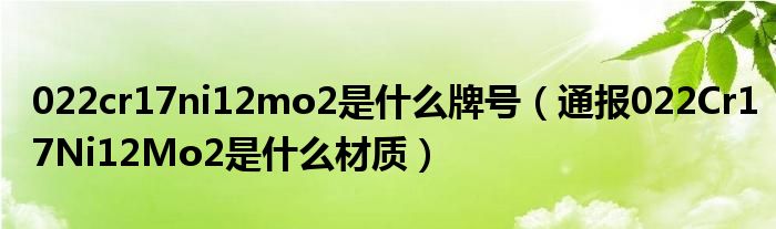 022cr17ni12mo2是什么牌号(通报022Cr17Ni12Mo2是什么材质)