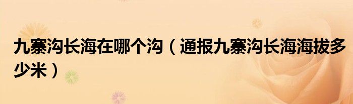九寨沟长海在哪个沟(通报九寨沟长海海拔多少米)