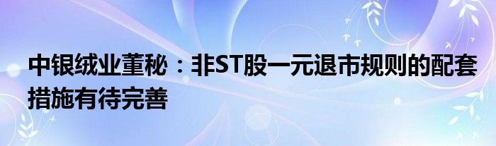 中银绒业董秘:非ST股一元退市规则的配套措施有待完善