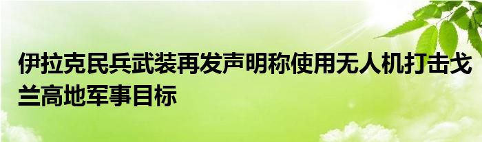 伊拉克民兵武装再发声明称使用无人机打击戈兰高地军事目标