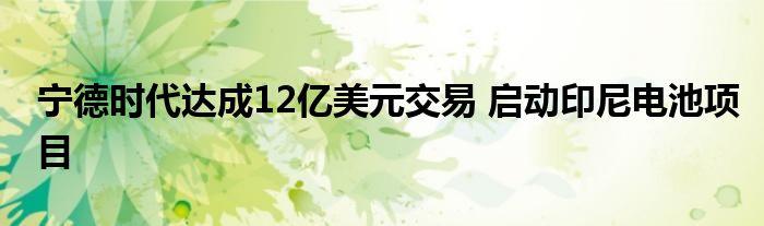 宁德时代达成12亿美元交易 启动印尼电池项目