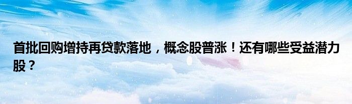 首批回购增持再贷款落地，概念股普涨！还有哪些受益潜力股？